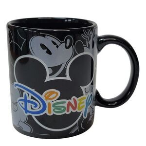 Disney Mug Jerry Leigh Mickey Minnie Pluto Donald Goofy Logo‎ Black 4 Inch